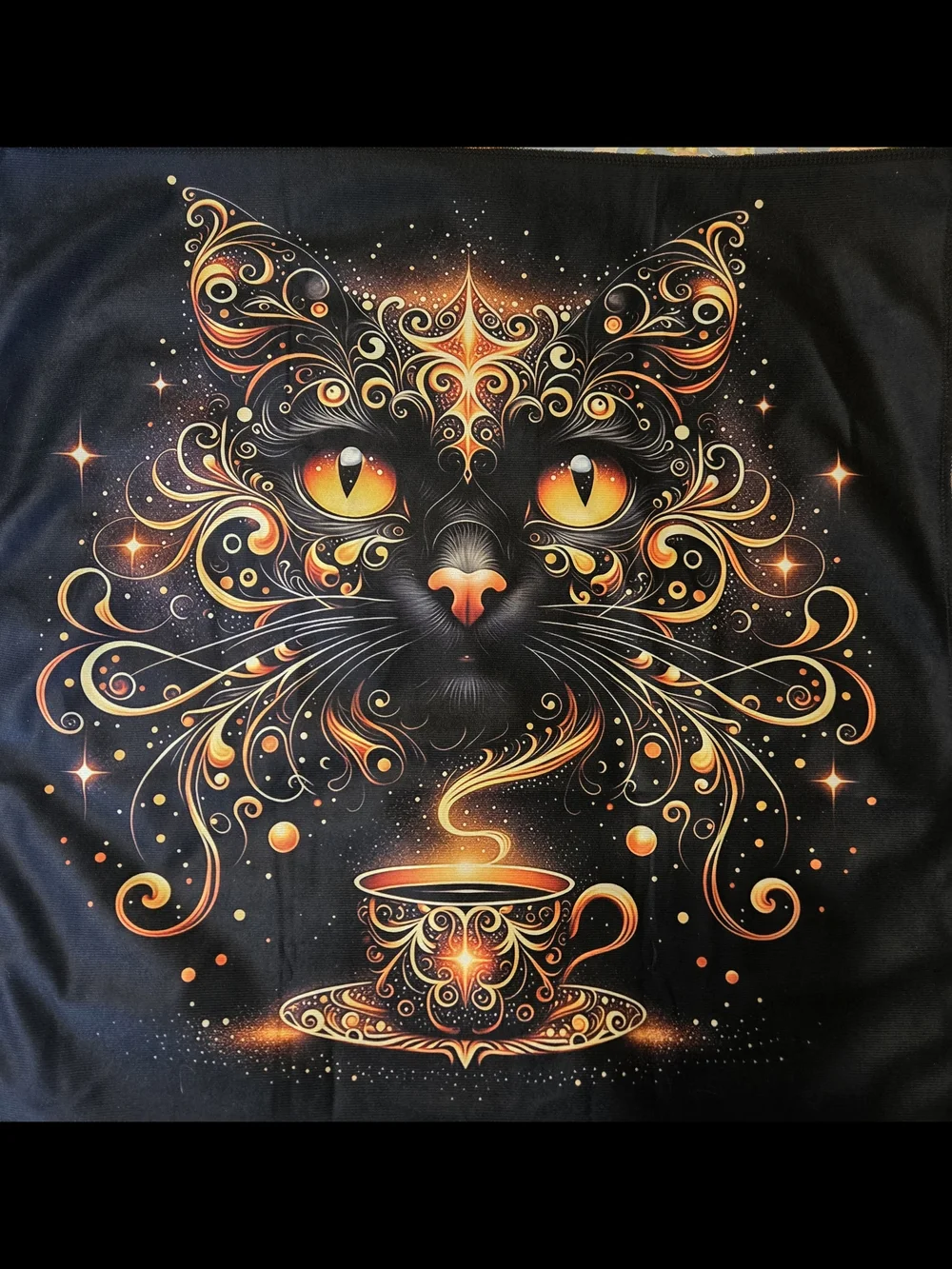 Black Orange Swirl Cat Art Tarot Cloth Oracle