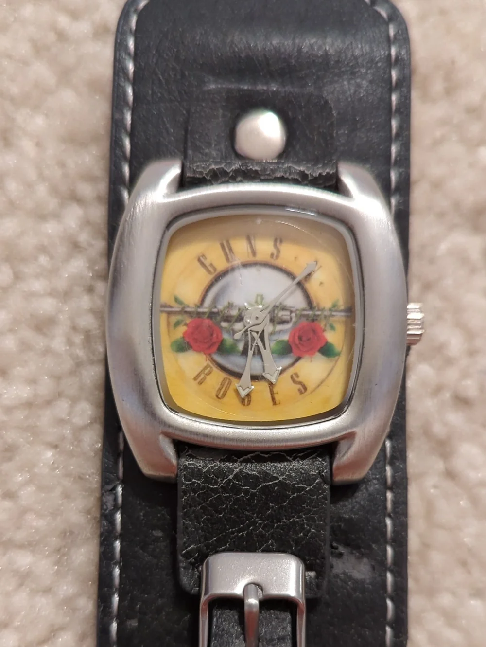 Guns N' Roses Wristwatch with Black Leather Band Vintage