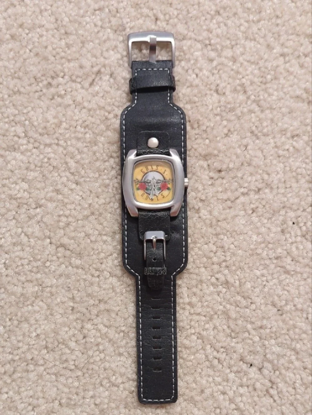 Guns N' Roses Wristwatch with Black Leather Band Vintage