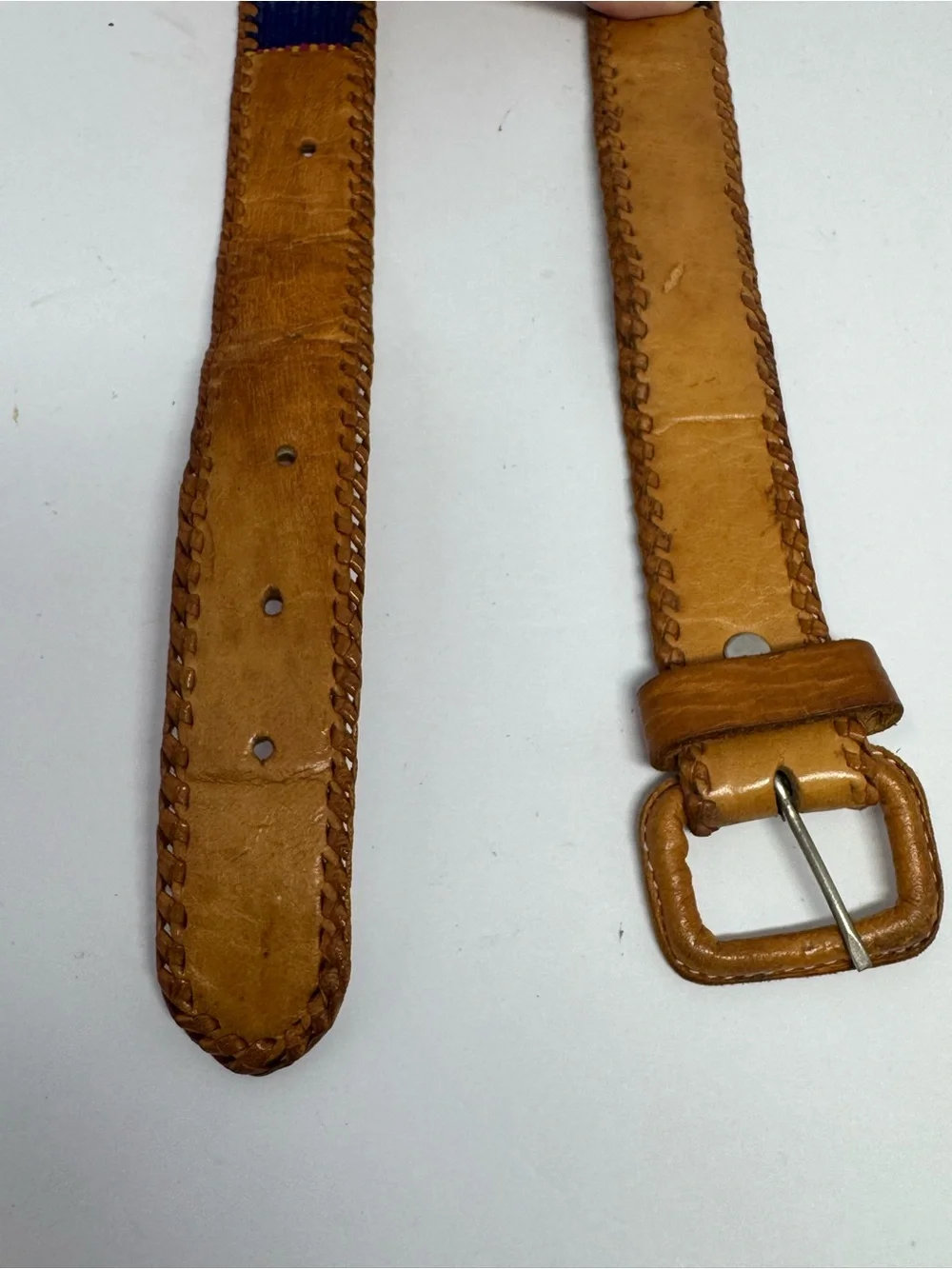 VTG Guatemalan Woven Leather Belt Mayan Figures Folk Art Aztec Size 36” to 42”