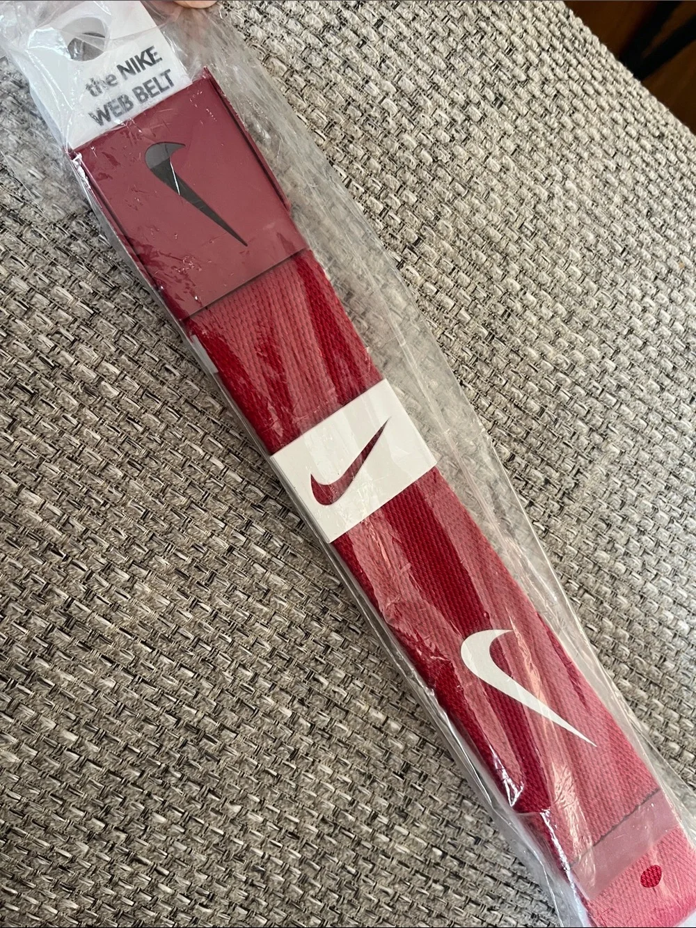 Nike Unisex Burgundy Web Belt with White Swoosh