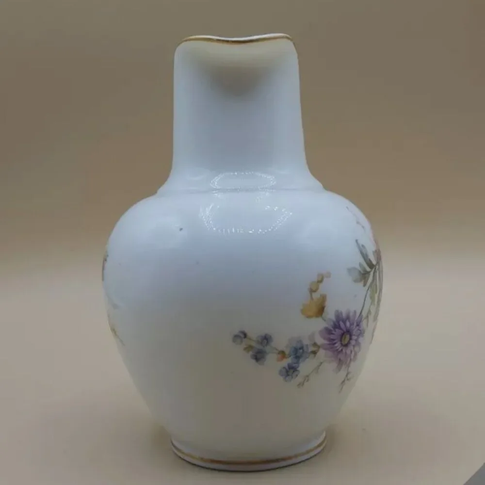Antique Royal Worcester Flat Sided Pitcher Floral Painted Designs England #1094