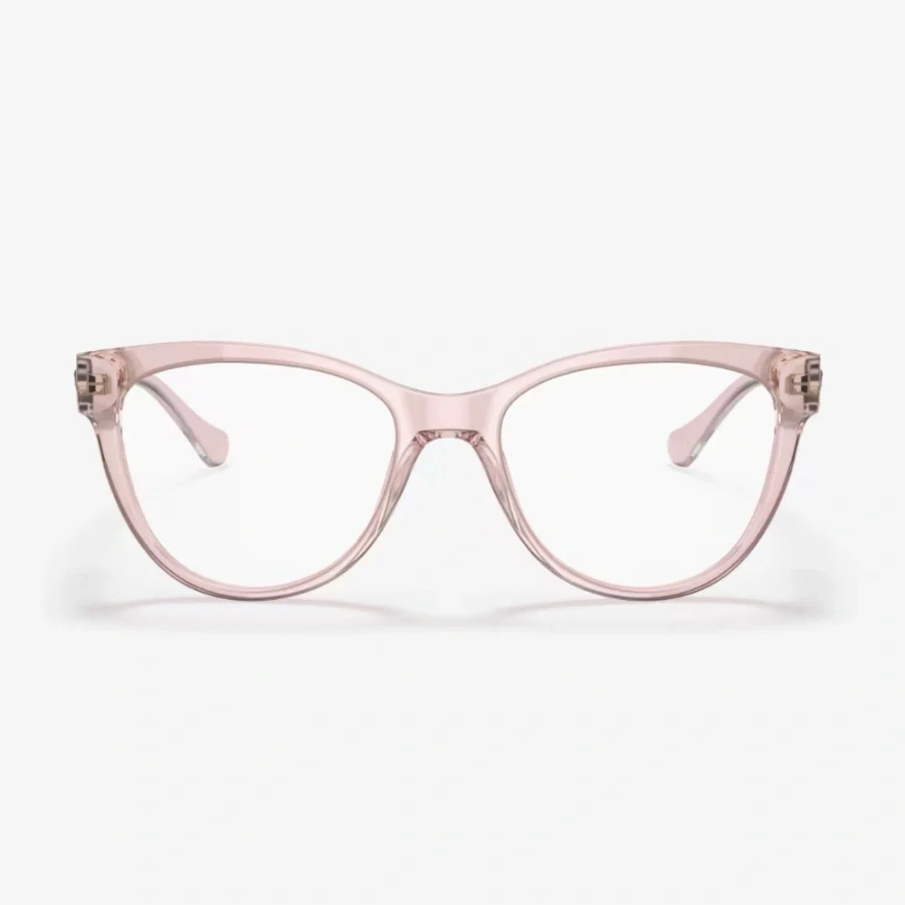 VERSACE NWT VE3304 Transparent Blush Pink Cat Eye Eyeglasses w/ Medusa Logo