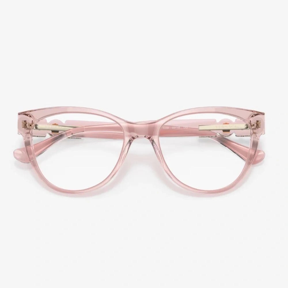 VERSACE NWT VE3304 Transparent Blush Pink Cat Eye Eyeglasses w/ Medusa Logo