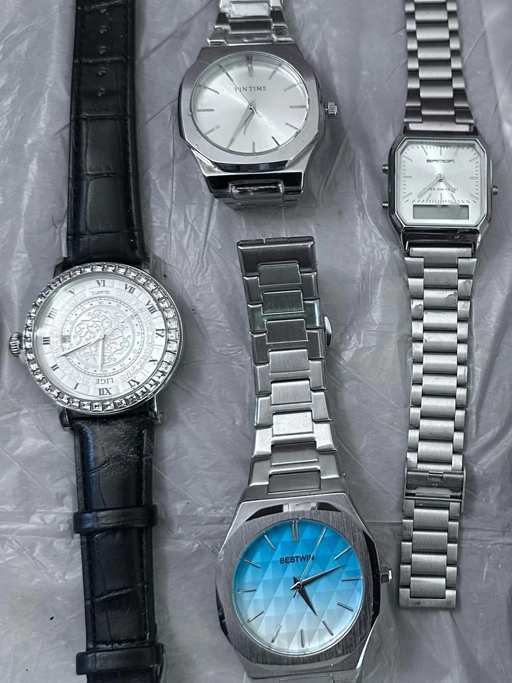 Mixed Men’s Stainless Steel & Black Leather Watch Lot 12 - steel and leather