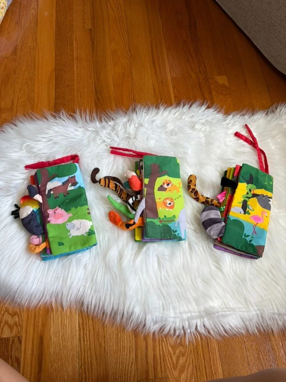 Touch and Feel Baby Books Set of 3 Farm Tails, Jungly Tails, Rain Forest Tails