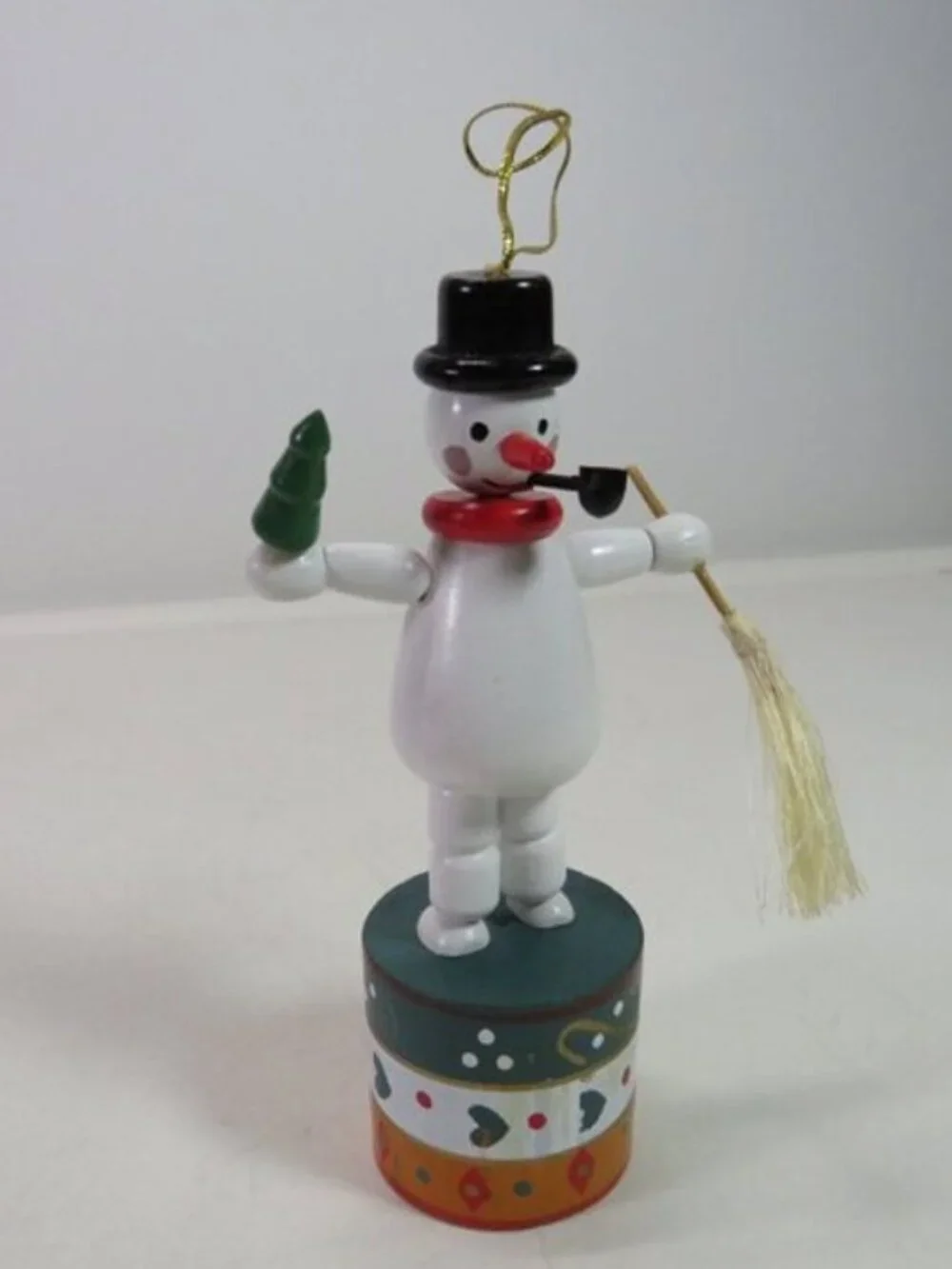 Vintage Wooden Collapsing Snowman Thumb Puppet Wakouwa Toy Christmas Ornament