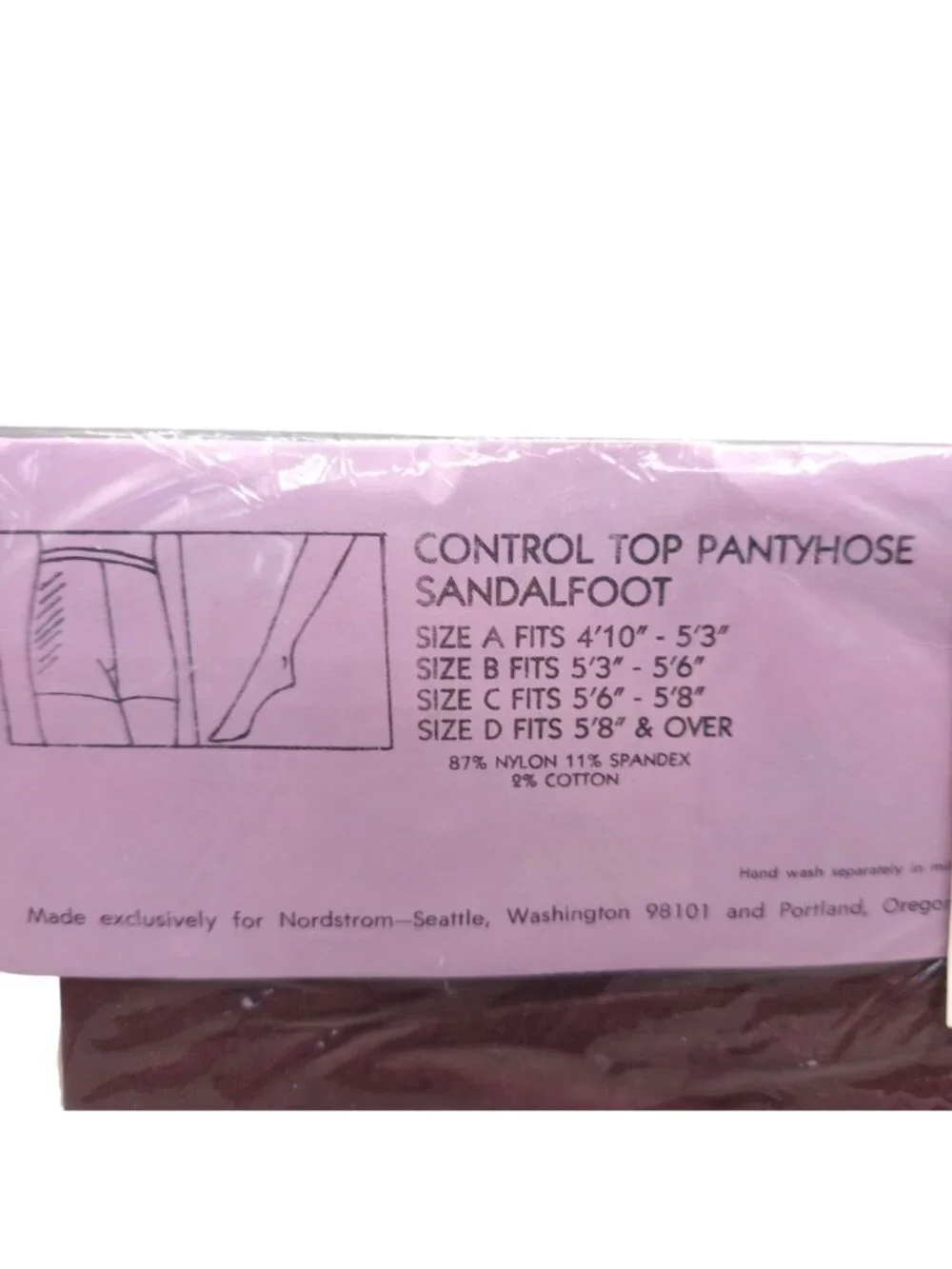 Vintage Nordstrom Control Top Pantyhose Sandalfoot Grackle Grape Size B Set of 2