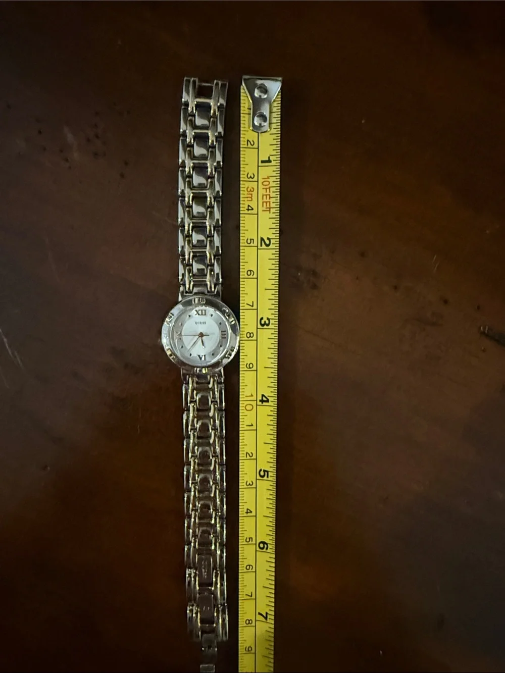 GUESS Women's Gold-Link Bracelet Watch with Silver Dial