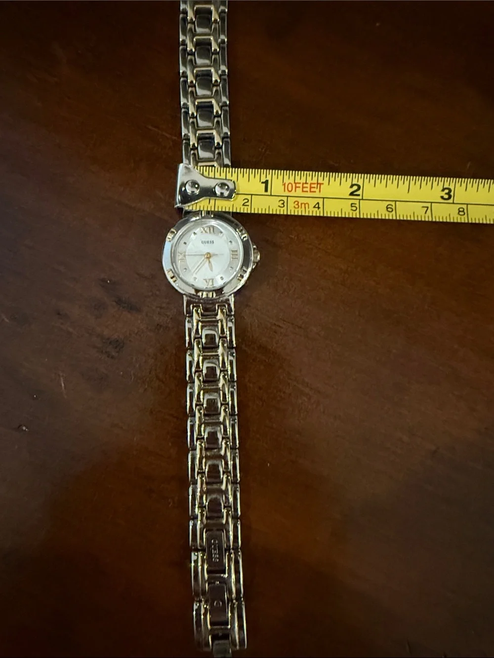 GUESS Women's Gold-Link Bracelet Watch with Silver Dial