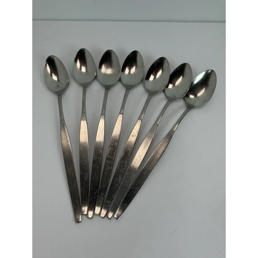 Oneida Community FROSTFIRE Stainless Iced Tea Spoons Lot Of 7