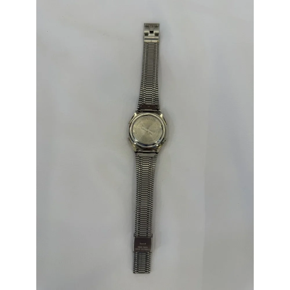 Vintage Sheldon Corp Digital Melody Alarm Chronograph Watch Shamrock Silver Tone
