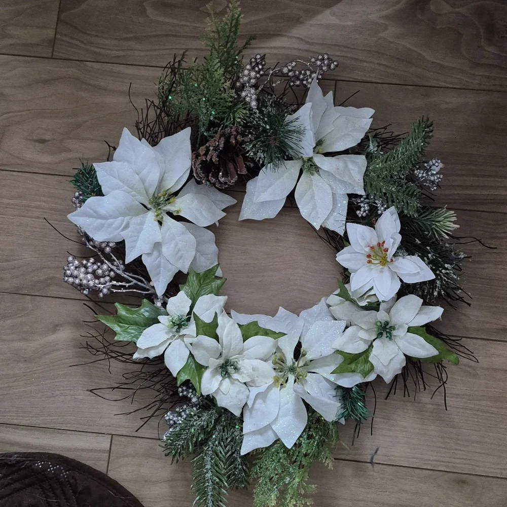 White Poinsettia Wreath