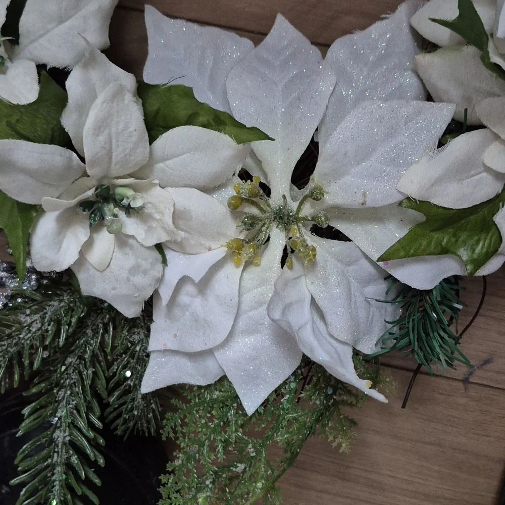 White Poinsettia Wreath