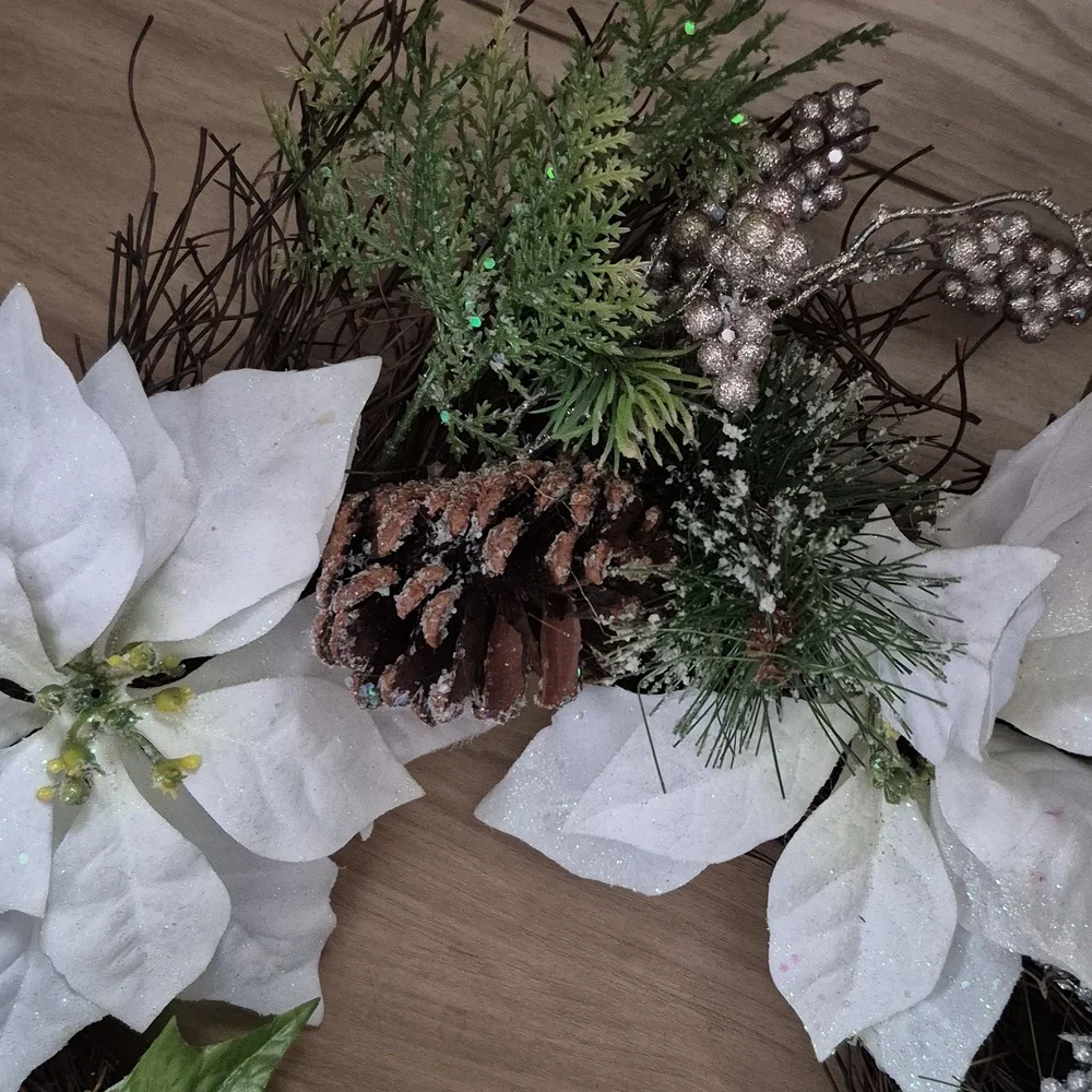 White Poinsettia Wreath