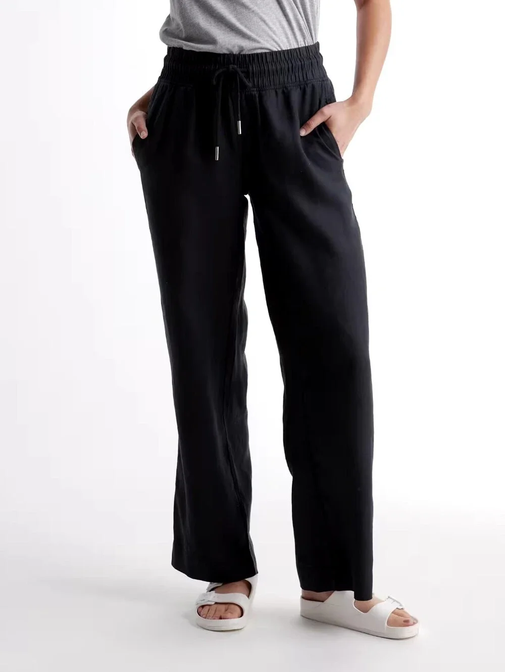 Quince European Linen Wide Keg Pants Black Xs 29