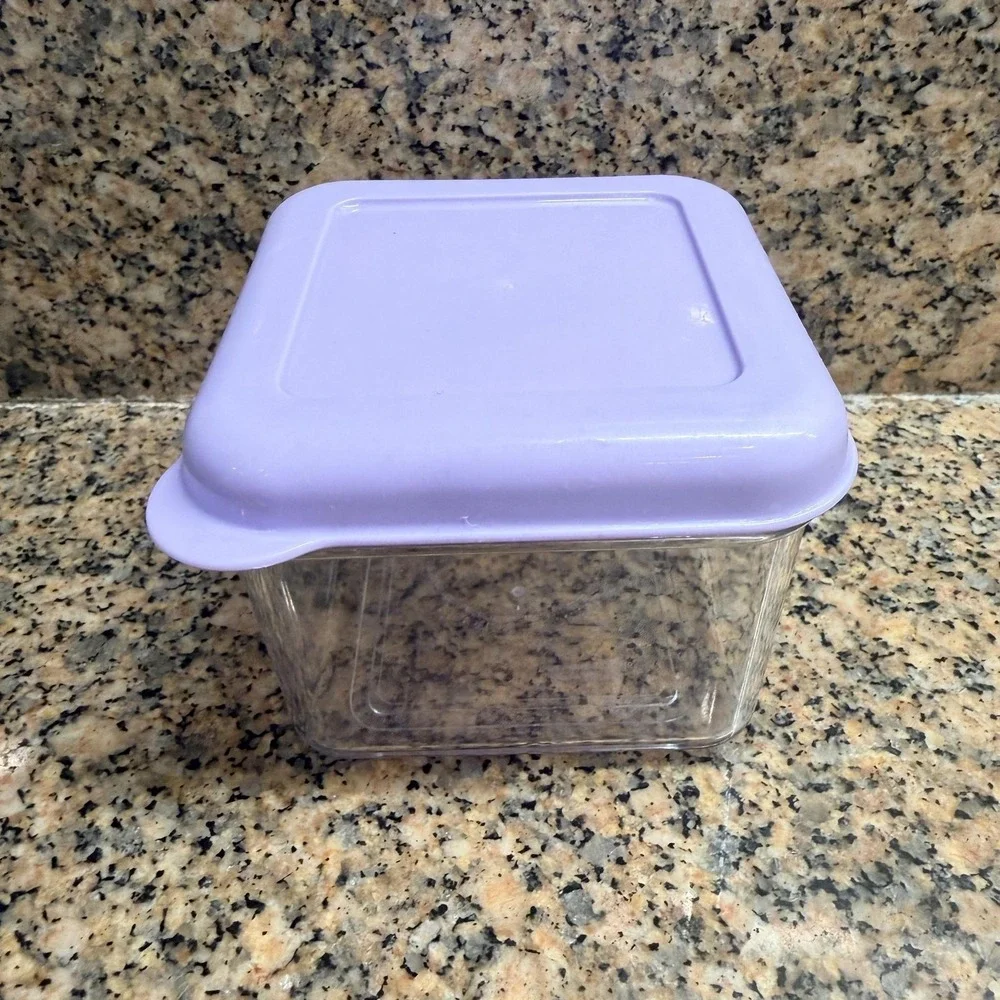 VTG Pottery Barn Kids Purple Snack Container Square Plastic Box w/ Lid Reusable