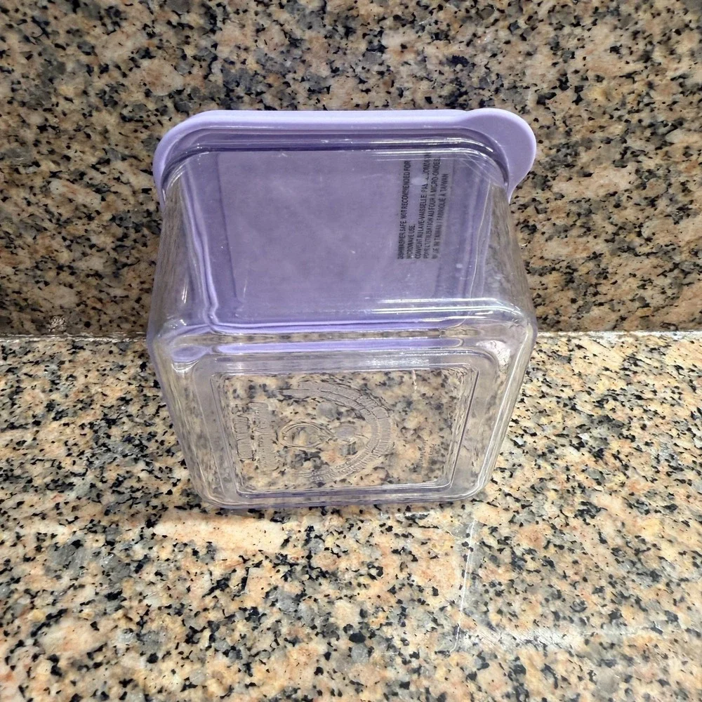 VTG Pottery Barn Kids Purple Snack Container Square Plastic Box w/ Lid Reusable