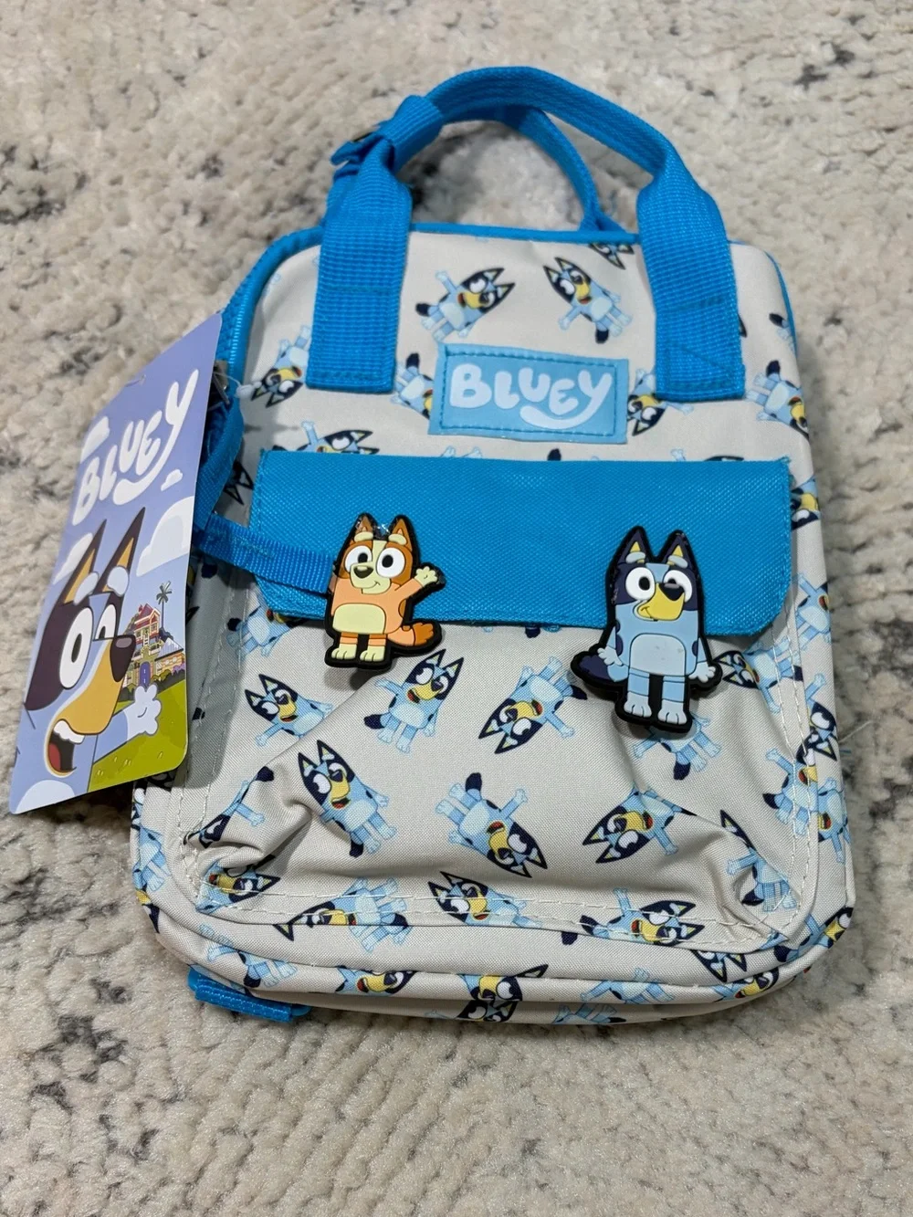 Bluey Unissex 9 Mini Backpack Bag Adjustable Straps Kids School Play NWT Blue
