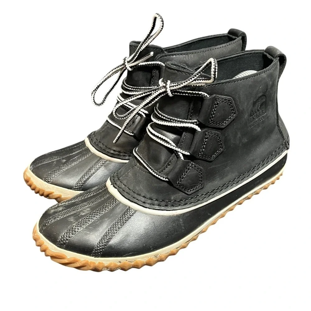 Sorel Out N About Rain Boot Womens 9 Black Waterproof Duck Boot NL2133-011