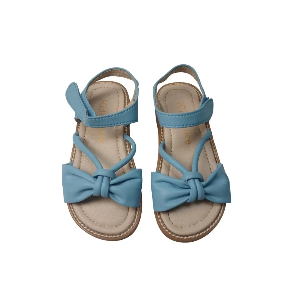Kiderence Sandals Kids 8M Blue Strappy Bow Hook Loop CK930