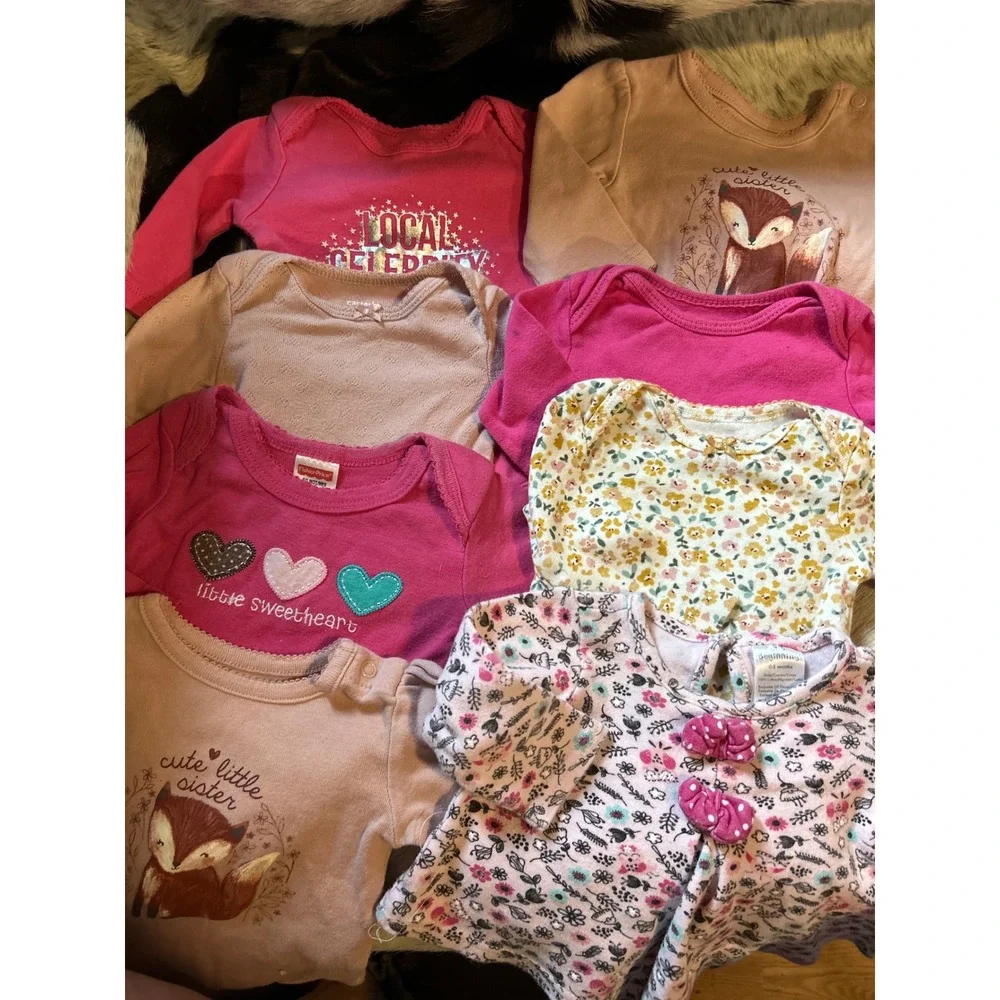 Baby Girl Clothing 33 pc Lot 0-3 Months‎ Carters Disney Elmo Sleepers Bodysuits