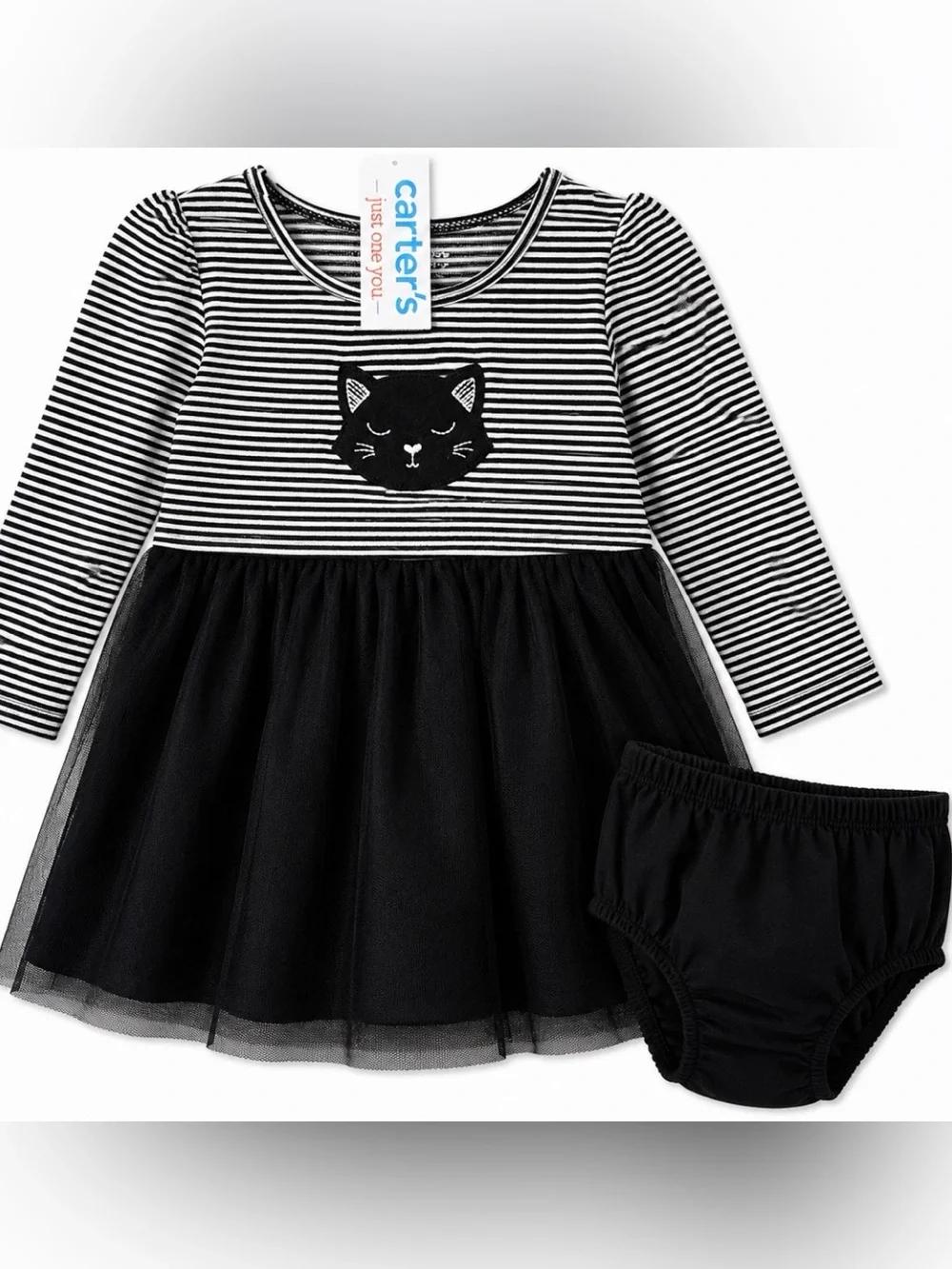 Carter's Black Cat Tulle Dress & Bloomers Set 12M NWT