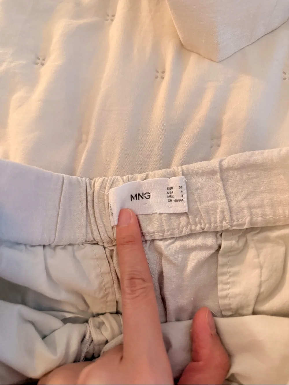 Mango Cream linen culotte pant
