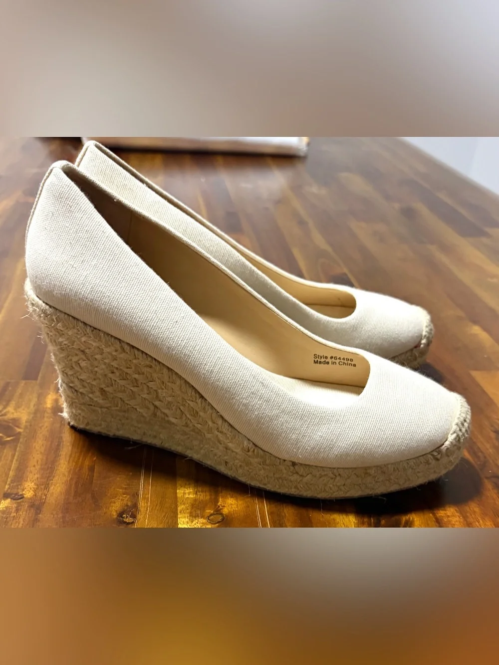 J. Crew Cream Canvas Espadrille Flats , natural fabric and genuine leather.