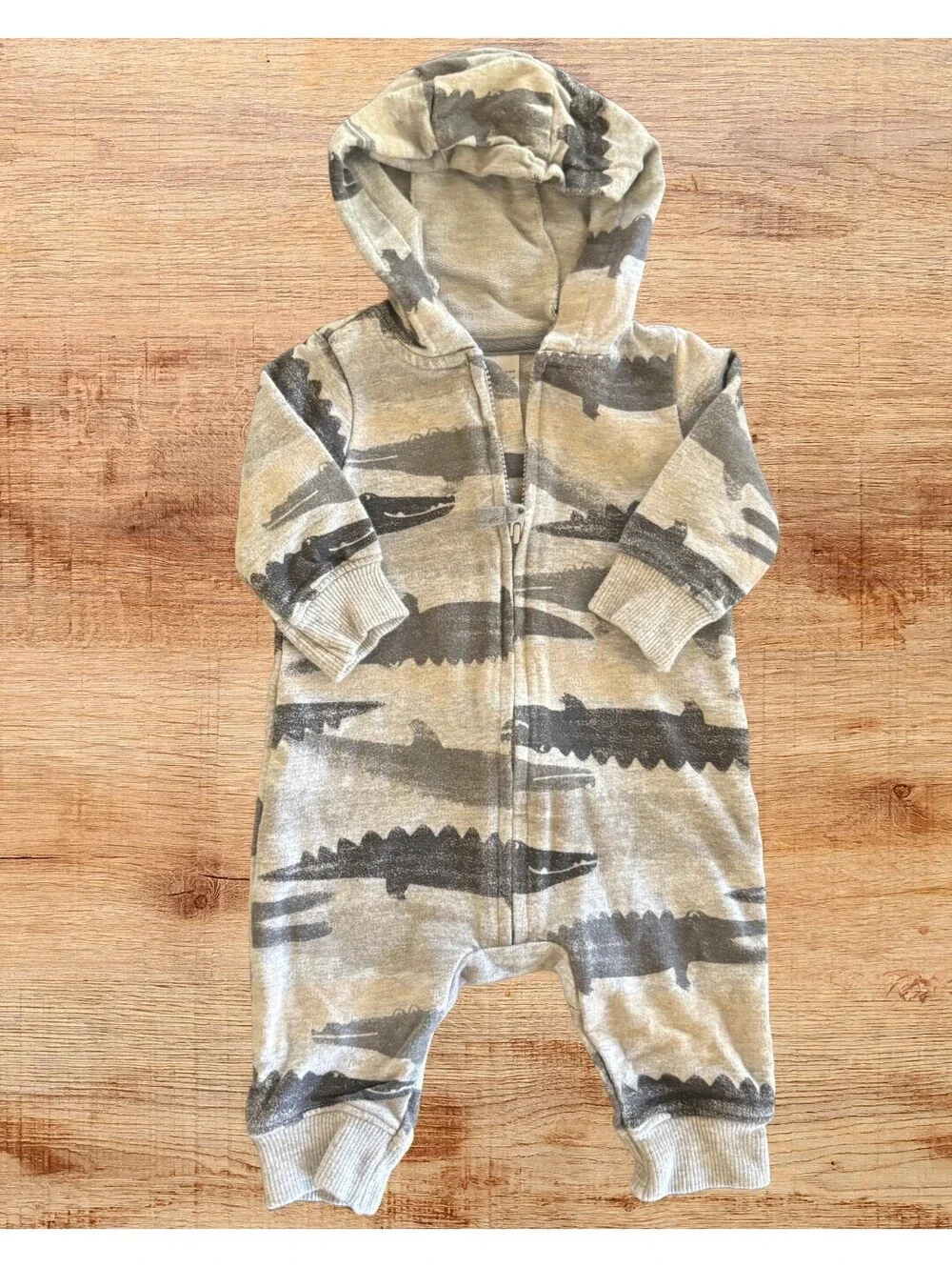 Carter's Hooded Alligator Print Jumper 3 Months Zip One Piece
