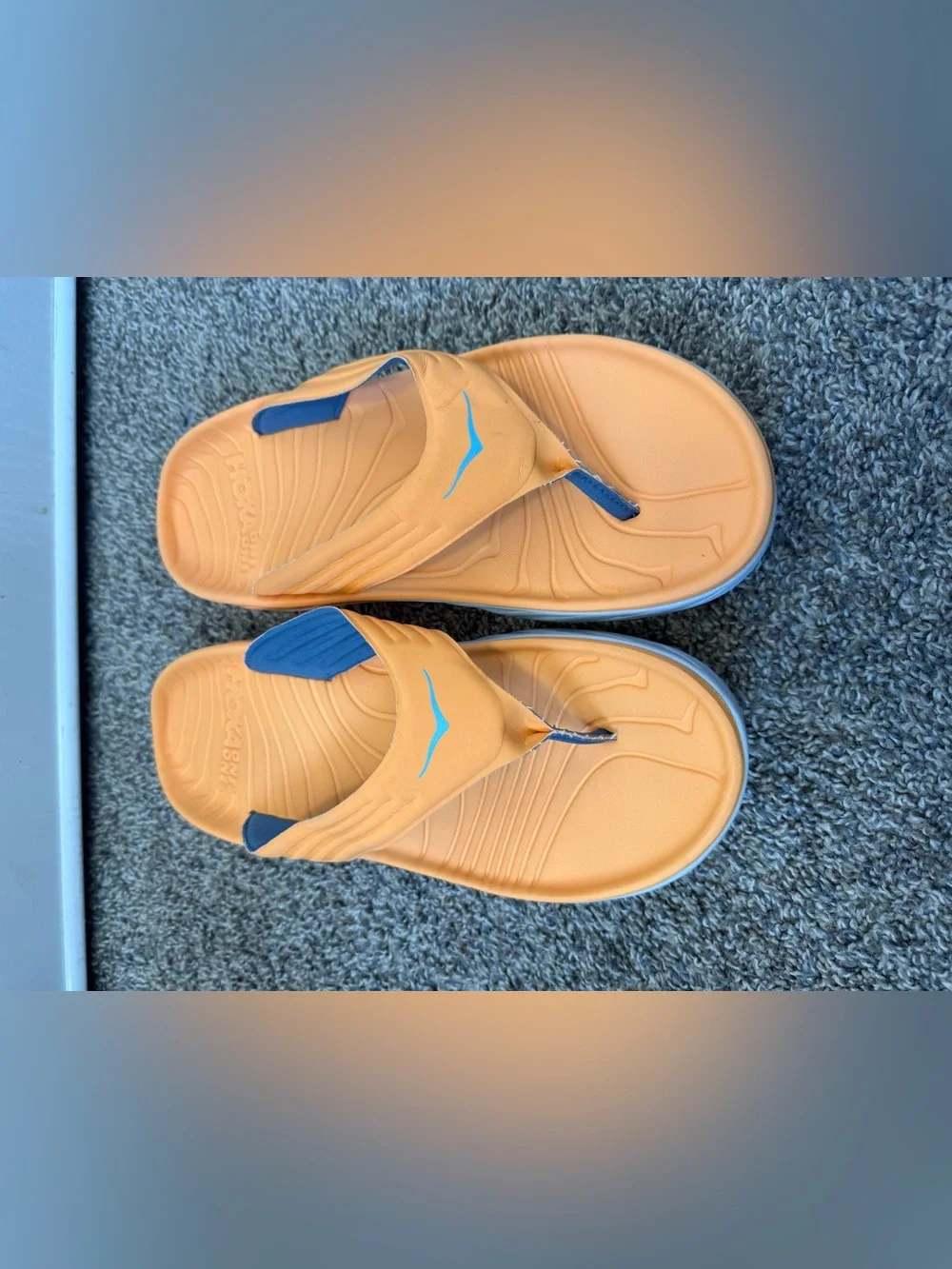 Hoka  size 11 men’s Orange and Blue Flip-Flop Sandals