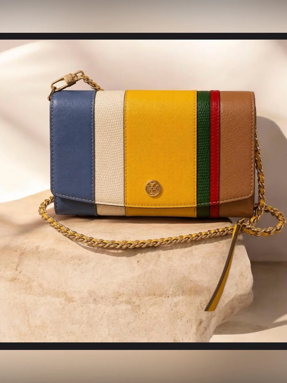 Like New ~ Tory Burch Multicolor Stripe Robinson Shoulder Bag