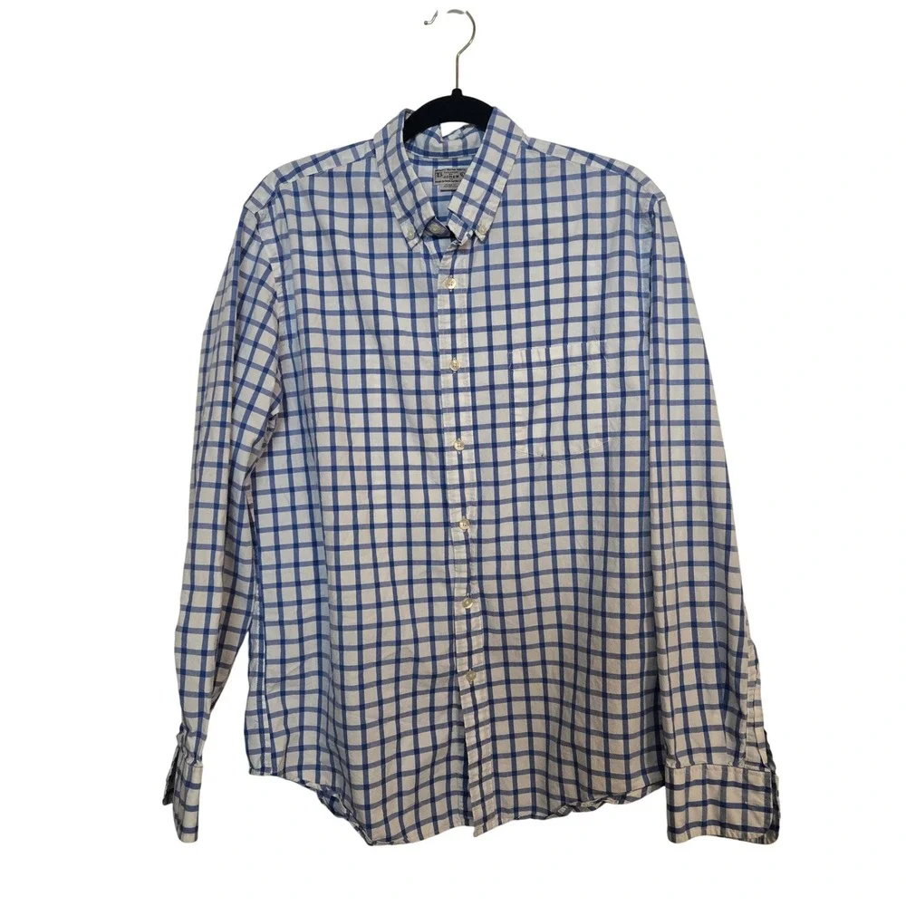 J.Crew Button Down Shirt Mens Plaid Checkered Long Sleeve‎ Cotton Sz L