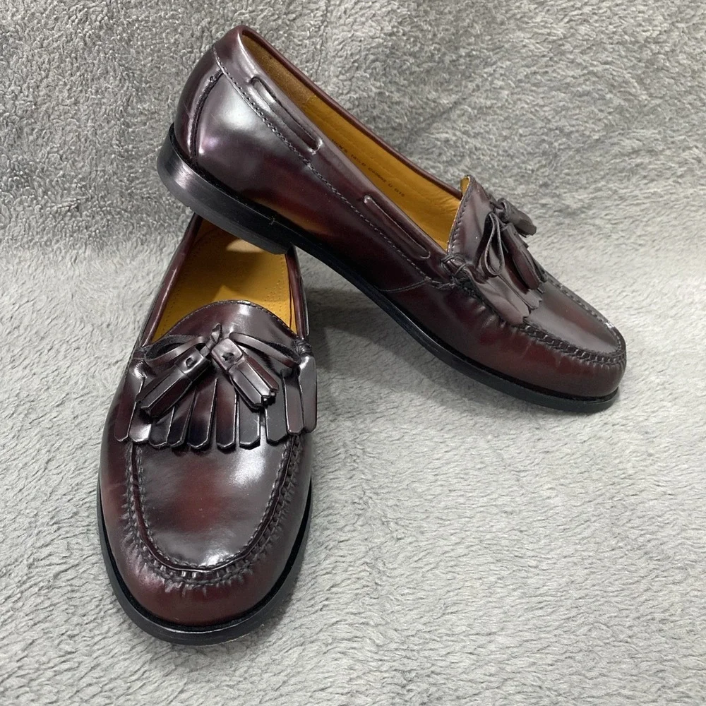Cole Haan Mens Loafers C02692‎ Burgundy Leather Kiltie Tassel Dress Shoes 10.5D
