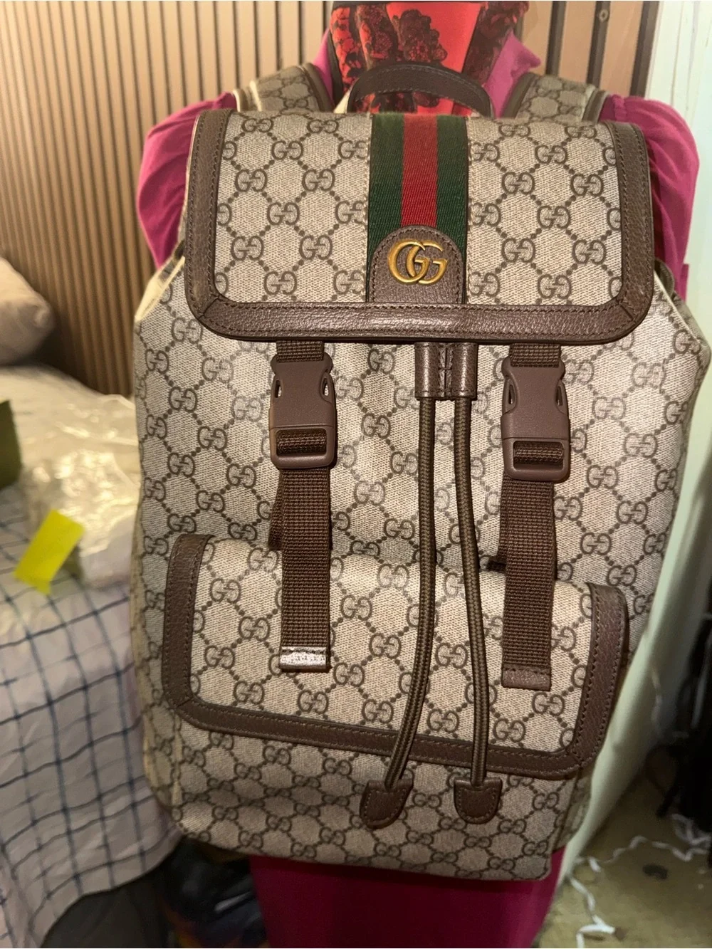 Gucci backpack wear brown
