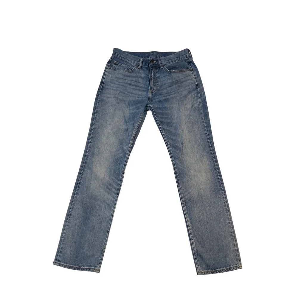 Banana Republic Straight Fit Indigo Blue Jeans Mens 30x32 Whisker Distressed