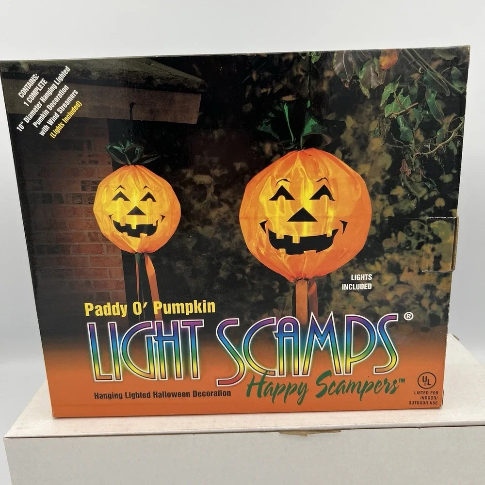 Light Scamps Outdoor Lights Paddy O' Pumpkin‎ Vintage New In Box
