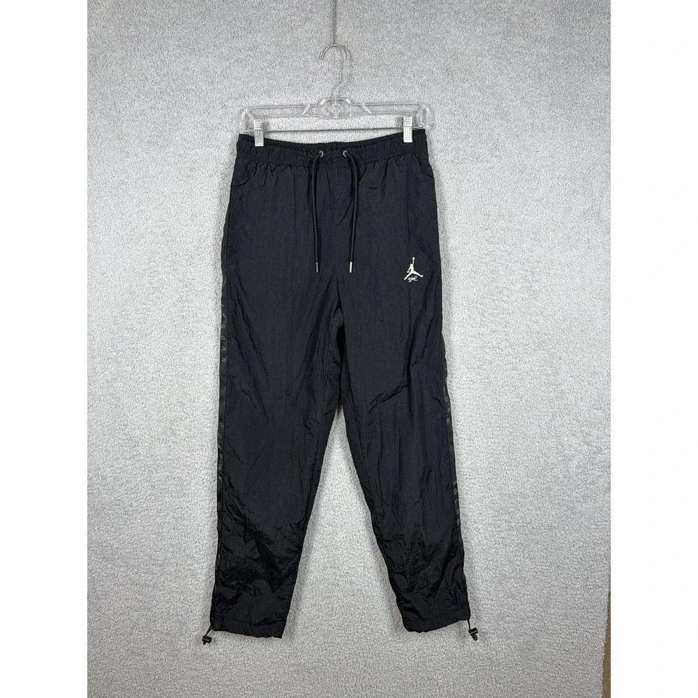 Nike Air Jordan Warm‎ Up Pants Mens S Black Flight Woven Taped Logo FB7292-010