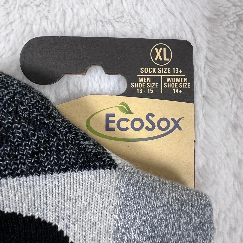EcoSox Mens XL Hiking Socks Bamboo Viscose Medium Weight Full Cushion Grey‎ NEW