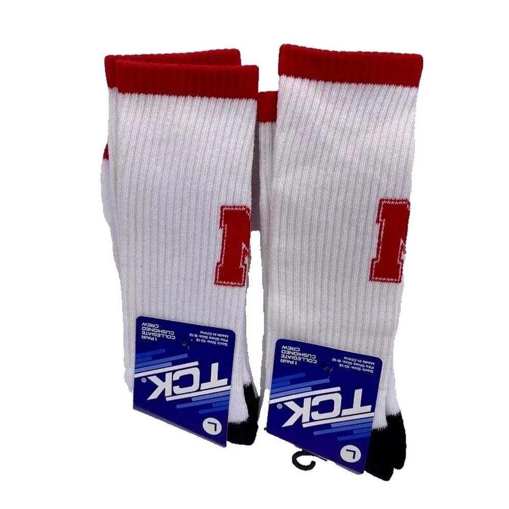 NEW Nebraska Cornhuskers Crew Socks 2 Pair Size L 8-12 NCAA College Fan‎