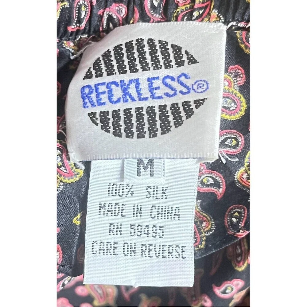 Vtg Men's Reckless 100% Silk Boxer Shorts M Loungewear Summer Festive Beachy