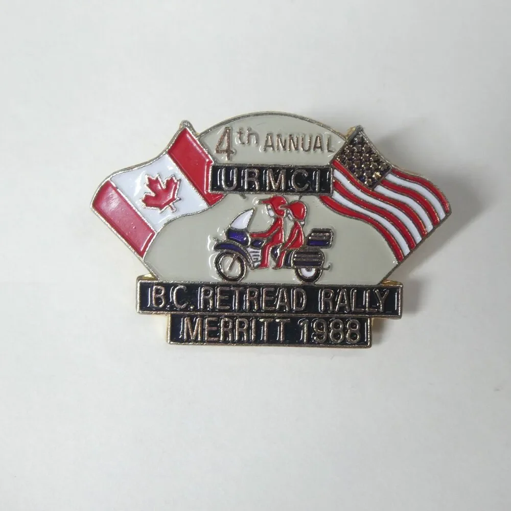 4th Annual URMCI B.C. Retread Rally Merritt 1988 Motorcycle Pin