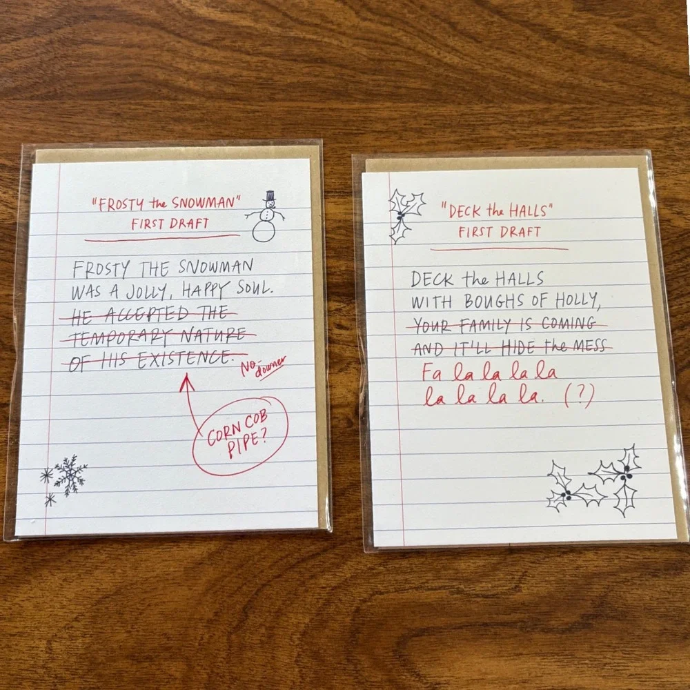 2 Funny Snowman Emily‎ McDowell Christmas Holiday First Draft Greeting Cards