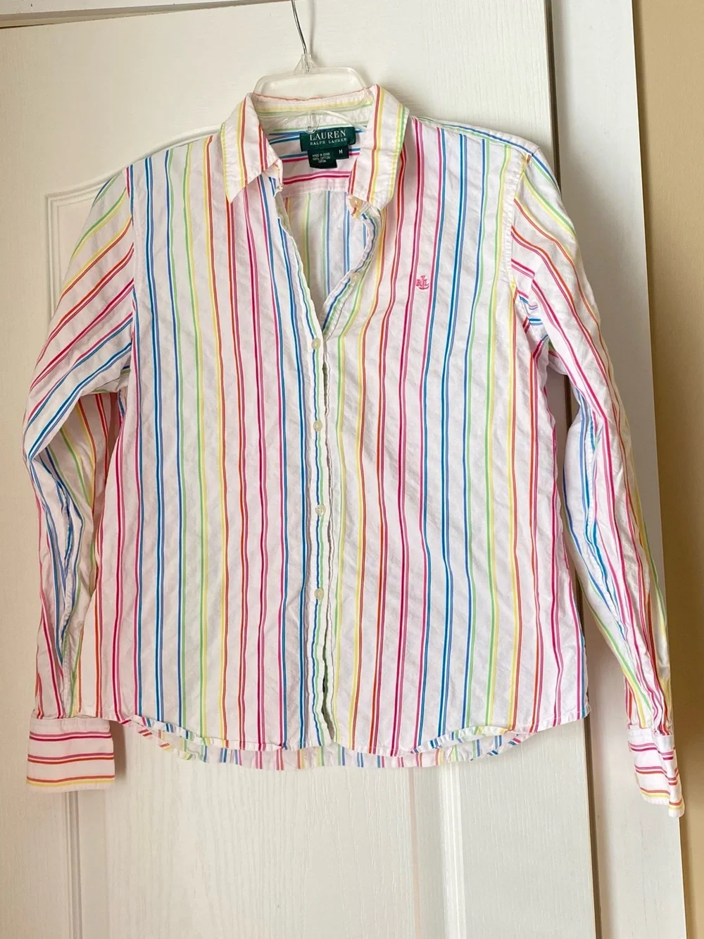 Ralph Lauren Women’s White Multi-Stripe Button-Up Shirt