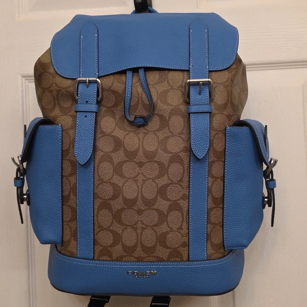Coach‎ Hudson Men's Blue and Brown Backpack. NWT