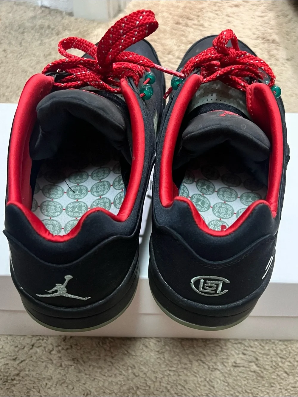 Jordan Black Sneakers with Red Laces and Red Lining Men’s 10.5