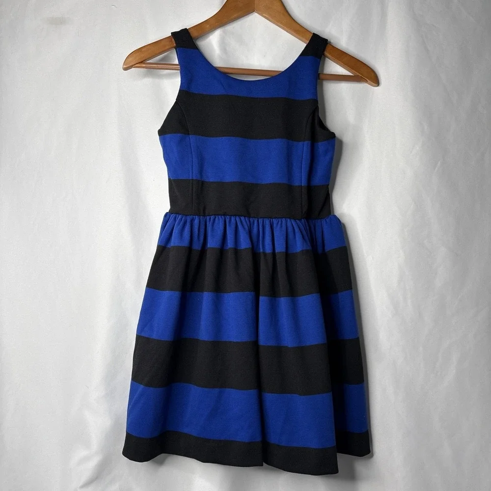 Polo Ralph Lauren Girls Sleeveless Black &‎  Blue Striped Dress Size M 8-10