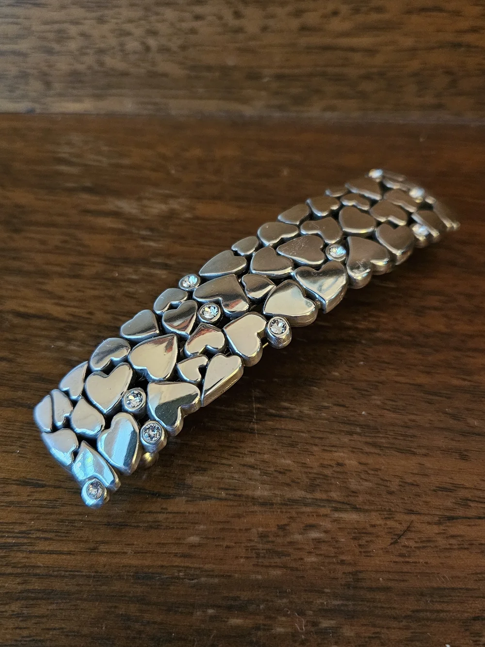 Brighton Silver-plated Le Beau Heart Barette with Crystal Accents