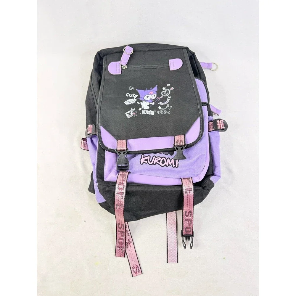 Kuromi Anime Purple Black Laptop Backpack Lunch Box Pencil Bag Multi Pocket 16”