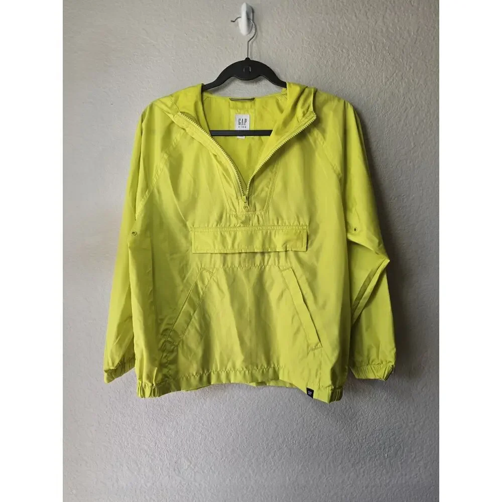 Gap Kids XL (12) Yellow Anorak Hooded Zip Jacket Lightweight Pockets Unisex